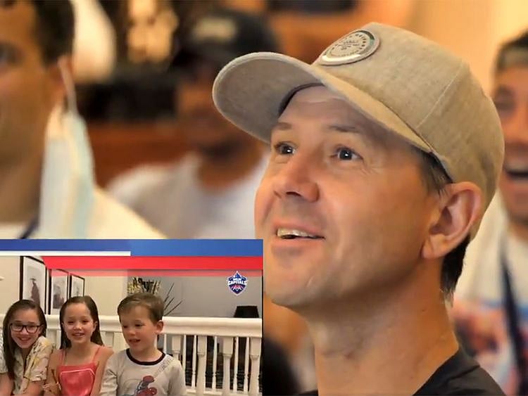 Delhi Capitals tough-guy' head coach Ricky Ponting beams as he gets a message from back home in Australia during IPL 13 in the UAE