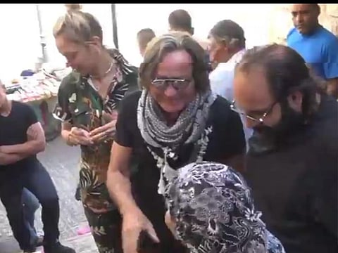 Mohamed Hadid with his daughter Alana in Bethlehem