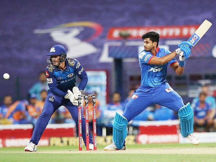 Shreyas Iyer, captain of Delhi Capitals, plays a shot. 