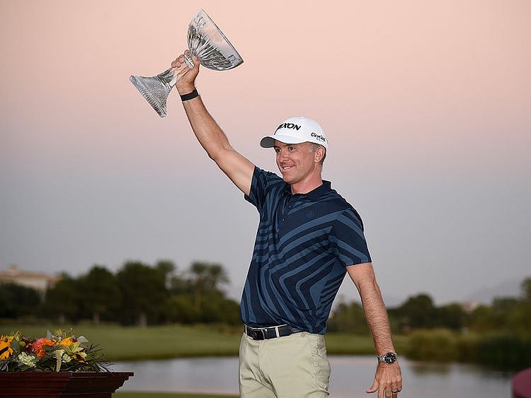 Martin Laird celebrates his win at the Shriners in Las Vegas