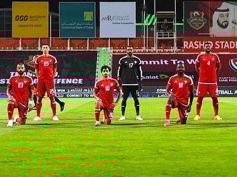 Members of the UAE national team took to their knees ahead of their friendly against Uzbekistan as gesture against racism across the world.