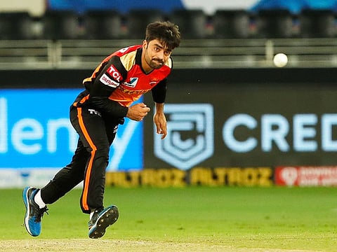 File photo: Rashid Khan of Sunrisers Hyderabad bowls. 