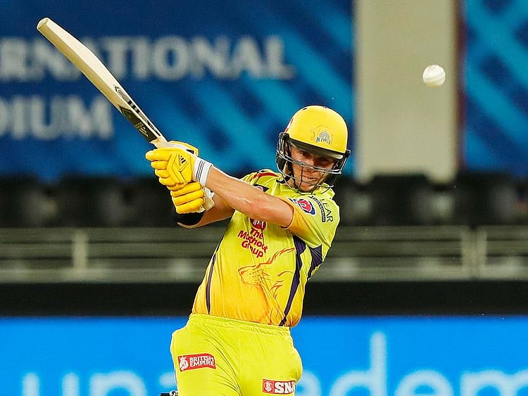 Sam Curran of Chennai Super Kings hits a boundary.  