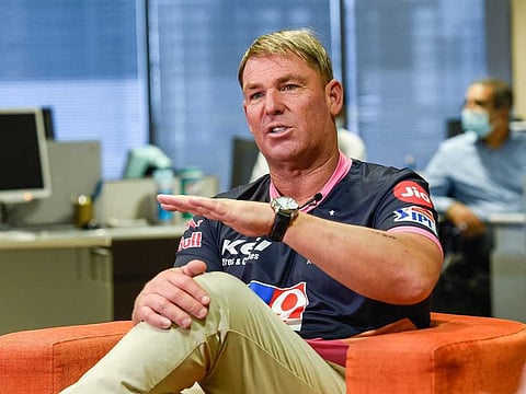 Australian leg-spin legend Shane Warne during his visit to Gulf News on October 14, 2020.