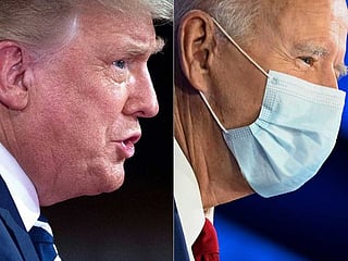 Combative Trump, deliberate Biden spar from afar at town halls
