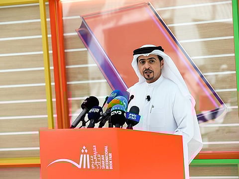 Ahmad Bin Rakkad Al Ameri, chairman of Sharjah Book Authoriy, at a press conference on Monday.