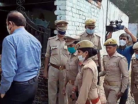 Central Bureau of Investigation (CBI) team visit the accused houses and questioned the family members of the four accused in the Hathras gang-rape case, in Hathras on Thursday. 
