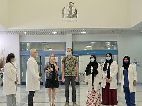 The Polish couple with the team at Latifa Hospital for Women and Children after their successful treatment