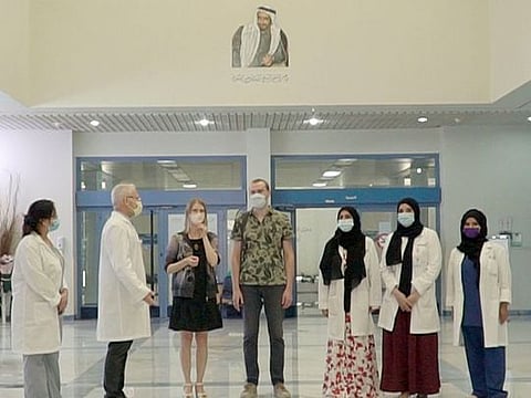 The Polish couple with the team at Latifa Hospital for Women and Children after their successful treatment