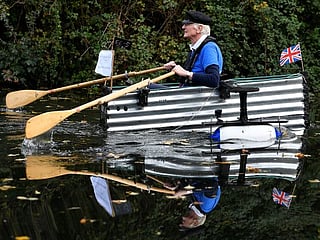 UK army veteran 'Major Mick' attempts to row 100 miles in homemade boat