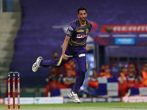 Prasidh Krishna, who plays for Kolkata Knight Riders in IPL, in action during IPL 2020 in the UAE.