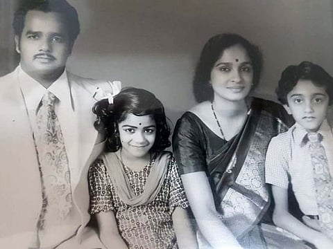 KKV Dharan, 77, a UAE resident for 57 years, with his family.