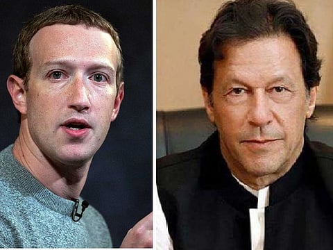 Pakistani Prime Minister Imran Khan (right) and Facebook CEO Mark Zuckerberg.