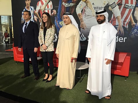 Saeed Hareb, General Secretary of Dubai Sports Council is joined by Khalid Al Zarooni, President, Dubai Sports City, Maite Ventura, Managing Director for La Liga in the MENA region and Hussein Murad, CEO, Inspiratus 