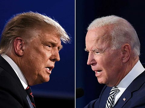 Former US President Donald Trump (L) and President Joe Biden.