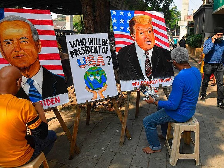 Trump Biden art teachers Mumbai India