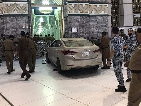 A driver rammed his car into the outer-perimeter gate of the Grand Mosque in Mecca late on Friday in an incident that did not cause any casualties.