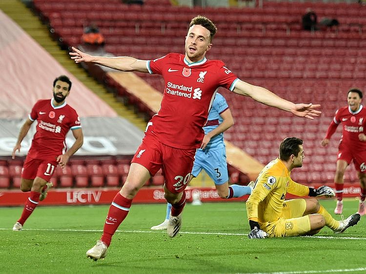 Diogo Jota celebrates his late winner for Liverpool