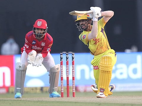 Ruturaj Gaikwad of Chennai Super Kings plays a shot. 