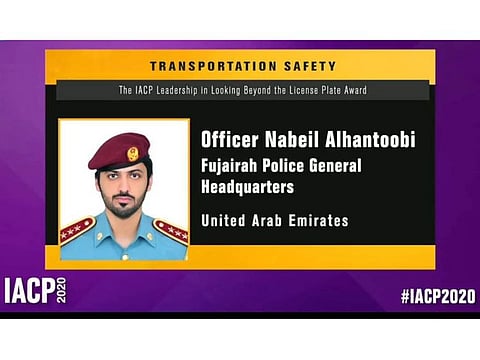  Captain Nabeil Ali Alhantoobi won the award in the Looking Beyond the Licence Plate category — the award for crime detection through vehicle licence plates.