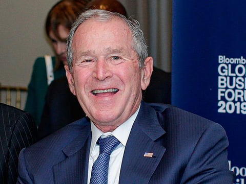Former US President George W. Bush speaks during the Bloomberg Global Business Forum in New York on September 25, 2019.