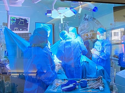 The extremely delicate six-hour surgery was performed on the foetus that was diagnosed with myelomeningocoele — a defect in the spinal cord.
