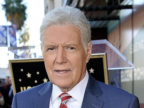 Alex Trebek, host of "Jeopardy!" attends a ceremony honoring the show's executive producer Harry Friedman with a star on the Hollywood Walk of Fame in Los Angeles, in this Friday, Nov. 1, 2019, file photo