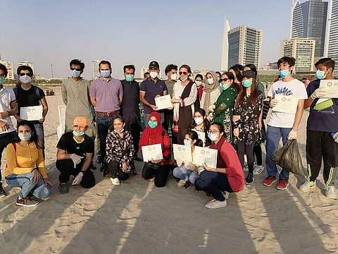 School students took part in a beach cleaning exercise to keep clean Karachi’s shoreline.