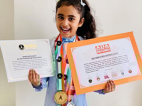 Indian girl in Dubai, Praanvi Gupta, aged five, has named 195 UN-recognised countries and their capitals in just four minutes and 23 seconds. 