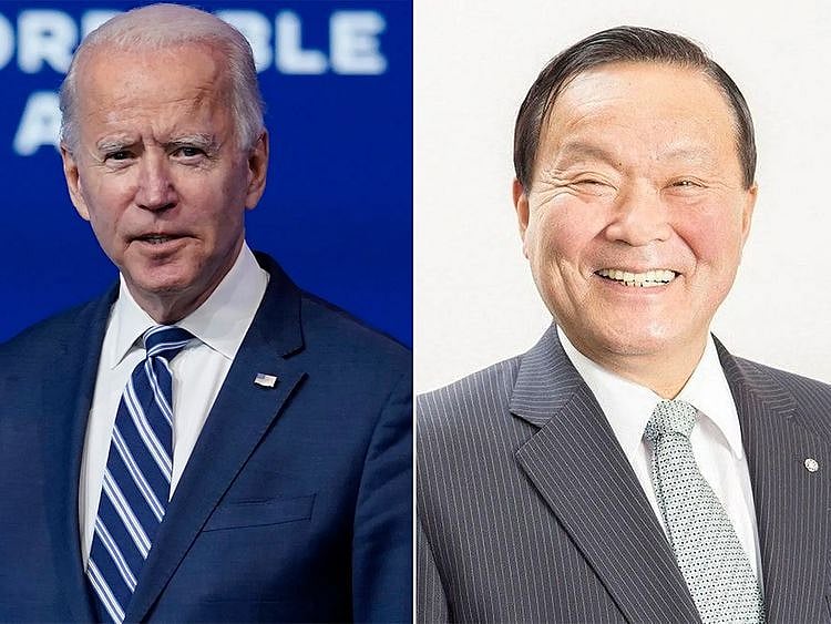 Joe Biden and Mayor Yutaka Umeda  Baiden
