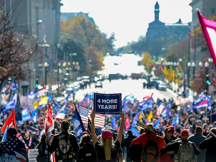 Supporters of President Donald Trump rally