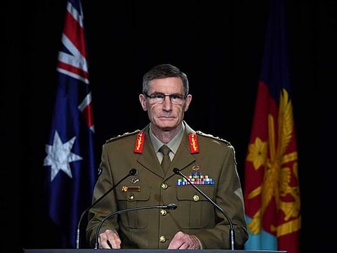 Chief of the Australian Defence Force (ADF) General Angus Campbell delivers the findings from the Inspector-General of the Australian Defence Force Afghanistan Inquiry, in Canberra, Australia, November 19, 2020. 