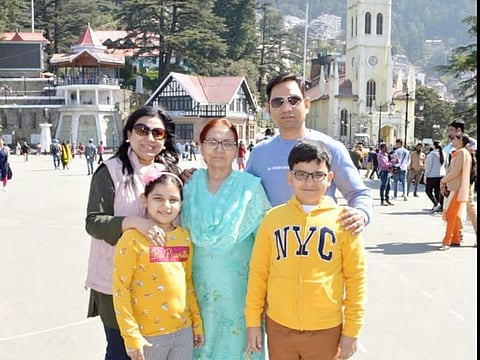 Afshan Rizwan and Faisal Siddiqui with children Ahraz Ahmed and daughter Faria along with mother-in- law Nasreen.