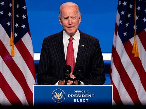 US President-elect Joe Biden speaks following a meeting with governors in Wilmington, DE.