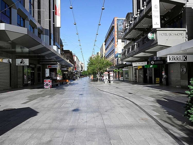 Australia deserted covid rundle mall adelaide