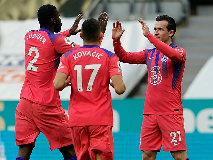 Chelsea celebrate the opener against Newcastle