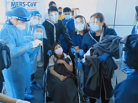 Filipina mother Lalaine Edip and her newborn arrival at Clark International Airport