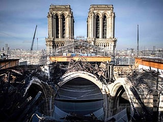 Milestone for Notre-Dame as fire-damaged scaffolding cleared