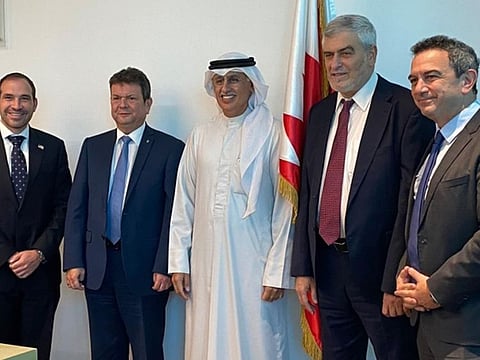 Bahraini Minister of Commerce, Industry and Tourism Zayed bin Rashid meets an Israeli delegation in Manama.