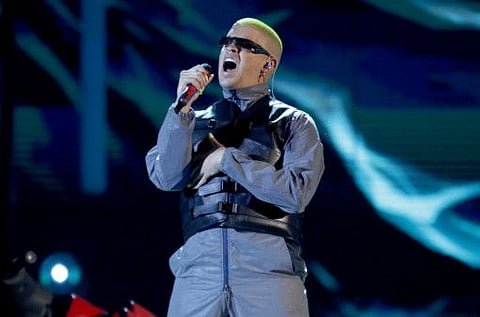 Bad Bunny performs a medley at the Billboard Latin Music Awards on Thursday, April 25, 2019.