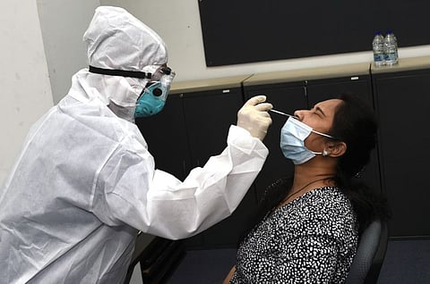 A Gulf News staff member undergoes a COVID-19 test, organised in partnership with Aster Hospitals, in Dubai on Sunday 29 November. 
