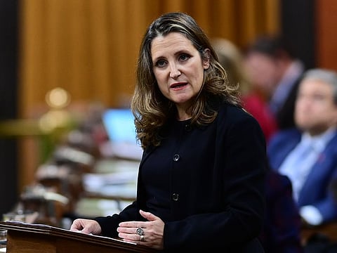 Chrystia Freeland, Canada's deputy prime minister and minister of finance, delivers the 2020 fiscal update in the House of Commons on Parliament Hill in Ottawa, Ontario, Canada, on Monday, Nov. 30, 2020.