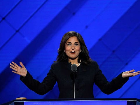 Centre for American Progress Action Fund president Neera Tanden speaks on the third day of the Democratic National Convention in Philadelphia, Pennsylvania, US, July 27, 2016. 