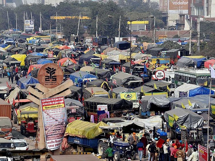Farmers block road near Delhi