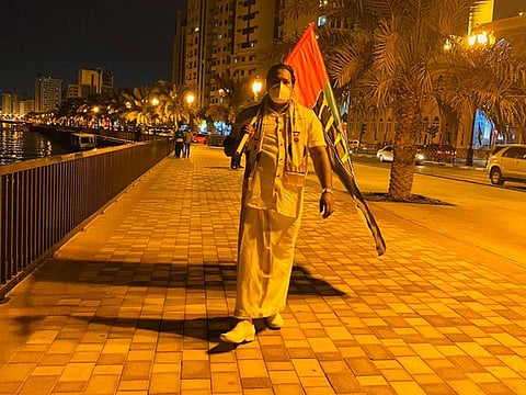 Abdul Rasheed walked from Ajman Corniche to Sharjah Corniche to celebrate UAE National Day on December 2.