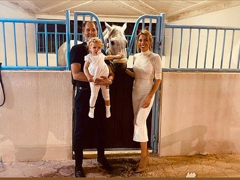 Anna Julia with father Timo, mother Bieke and - of course - Messi, the winner of the 2020 Sheikh Zayed Bin Sultan Al Nahyan Jewel Crown