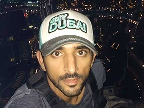 Sheikh Hamdan Bin Mohammed on top of the Burj Khalifa.