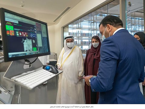 His Highness Dr Shaikh Sultan Bin Mohammad Al Qasimi, Member of the Supreme Council and Ruler of Sharjah at the House of Wisdom in Sharjah on Wednesday