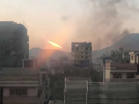 A rocket is launched in Kabul, Afghanistan, December 12, 2020 in this screen grab obtained from a social media video.