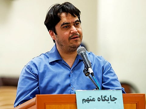 Tehran : File - In this June 2, 2020 file photo, journalist Ruhollah Zam speaks during his trial at the Revolutionary Court, in Tehran, Iran. Iran. Tranian state television and the state-run IRNA news agency say Ruhollah Zam was hanged early Saturday, Dec. 11, 2020, just months after he returned to Tehran under mysterious circumstances.